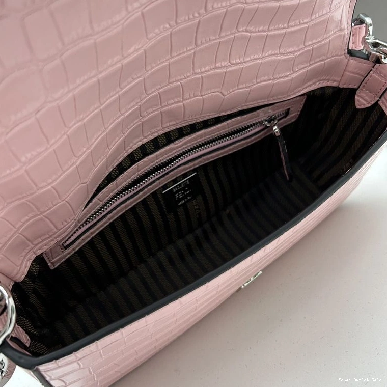 Affordable Pink Crocodile Bag Fendi Baguette Leather Re-Edition Medium In 0720